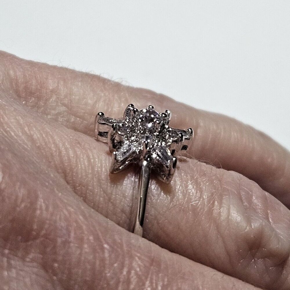 Christopher & Banks Rhodium Plated Cubic Zirconia Ring Size 8